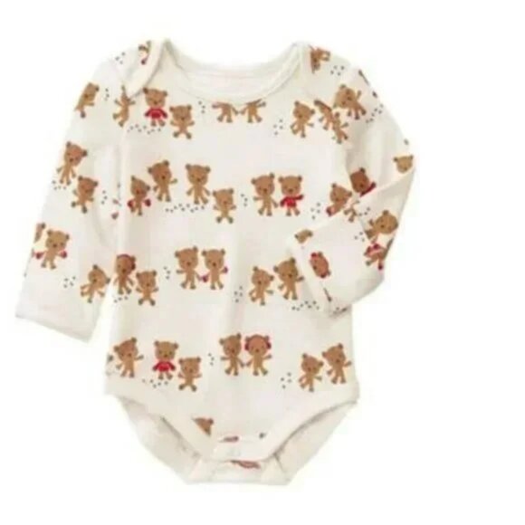 Gymboree Other - NEW Gymboree All Over Bear Print Long Sleeve Holiday Theme Onesie Bodysuit Top